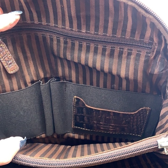 Jack Georges Brown Leather Aligator Embossed Backpack. BRN1589B main image 7